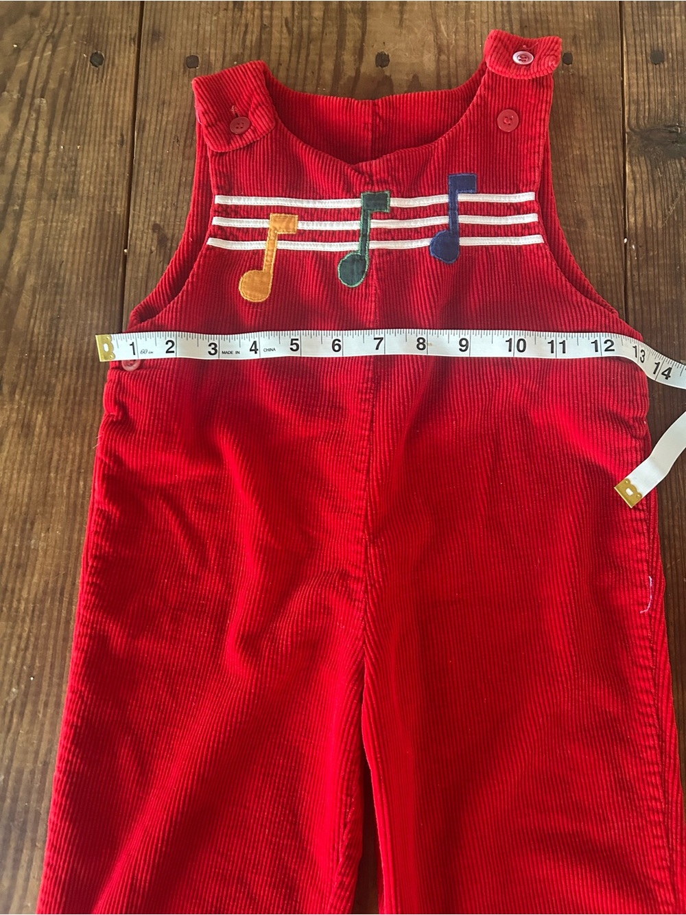 RARE VTG Popsicle Red Corduroy Overalls Music Notes Toddler 2T 3T Kidcore 70s